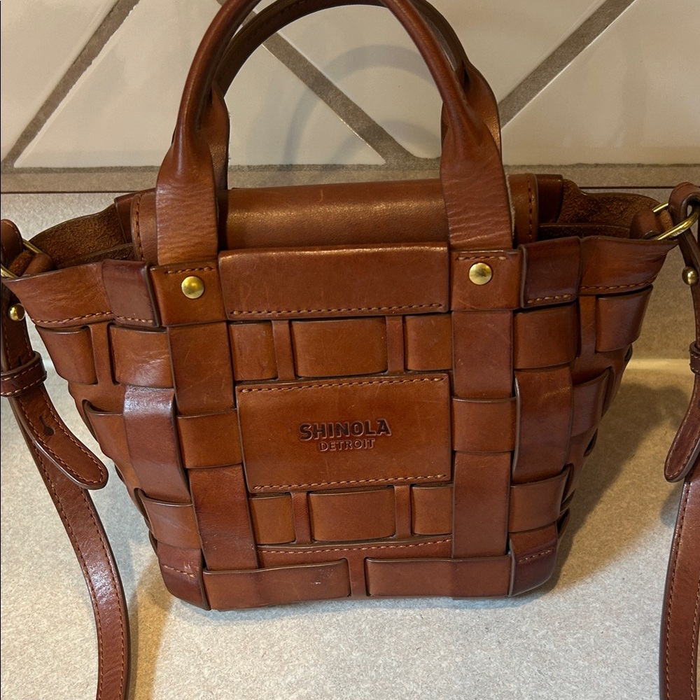 Shinola Tan Leather Woven Tote